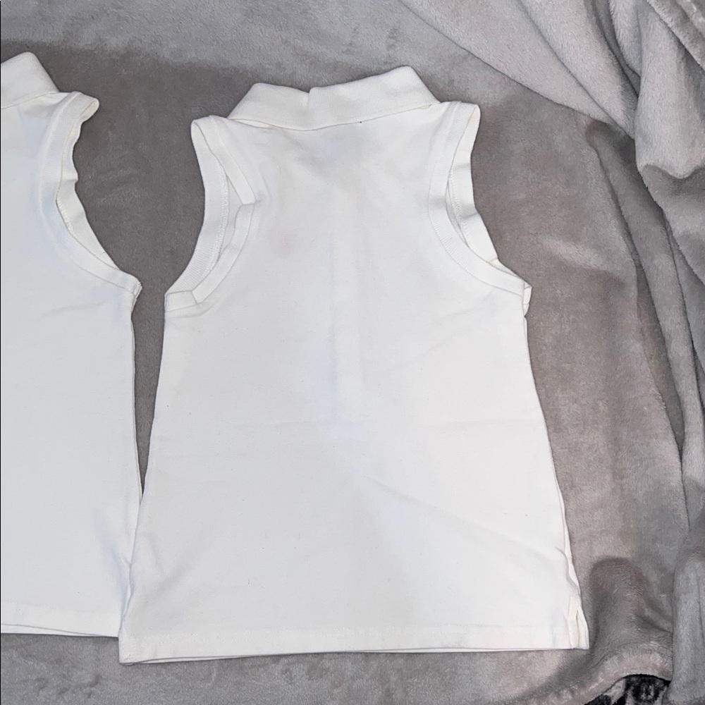 Polo by Ralph Lauren Kids White Sleeveless Polo with Pink Logo - Picture 2 of 4